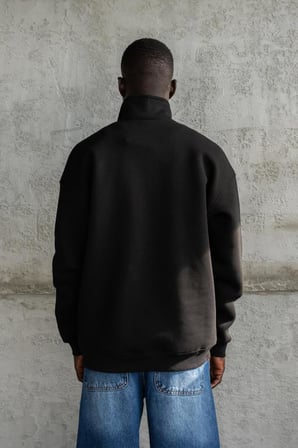 Erkek Basic Yüksek Yaka Sweatshirt Siyah