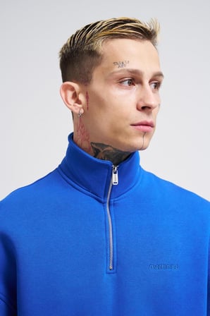 Erkek Basic Yüksek Yaka Sweatshirt Açık Mavi