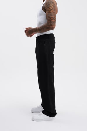 Erkek Relaxed Baggy Jean Pantolon Siyah