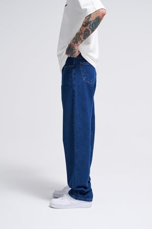 Erkek Relaxed Baggy Jean Pantolon Koyu Mavi