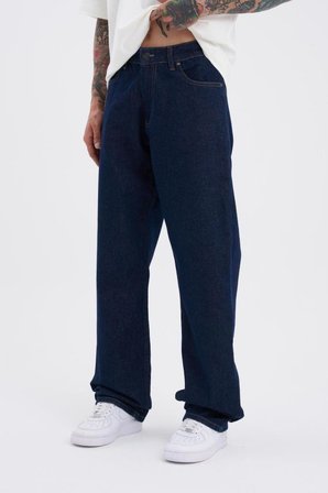 Erkek Relaxed Baggy Jean Pantolon Gece Mavisi
