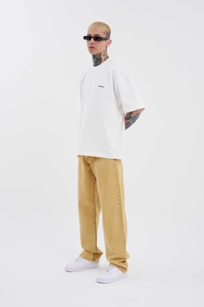 Erkek Relaxed Baggy Jean Pantolon Altın