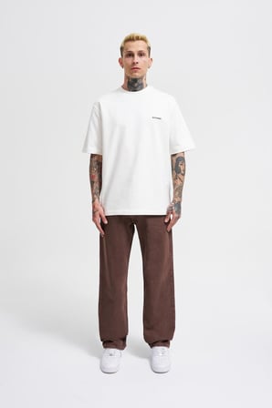 Erkek Relaxed Baggy Jean Pantolon Asit Kahverengi