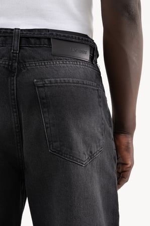 Erkek Oversize Baggy Yıkamalı Jean Pantolon Siyah