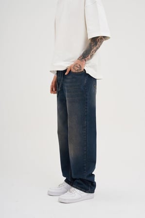 Erkek Oversize Baggy Yıkamalı Jean Pantolon Kahverengi