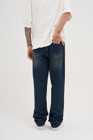 Erkek Oversize Baggy Yıkamalı Jean Pantolon Kahverengi