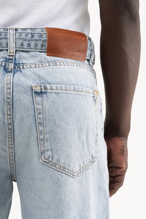 Erkek Oversize Baggy Yıkamalı Jean Pantolon Açık Mavi