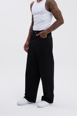 Erkek Oversize Baggy Jean Pantolon Siyah