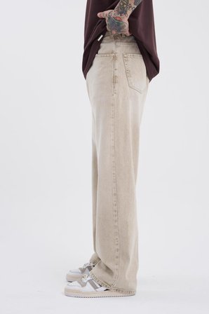 Erkek Oversize Baggy Jean Pantolon Bej
