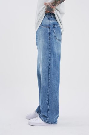 Erkek Oversize Baggy Jean Pantolon Aqua