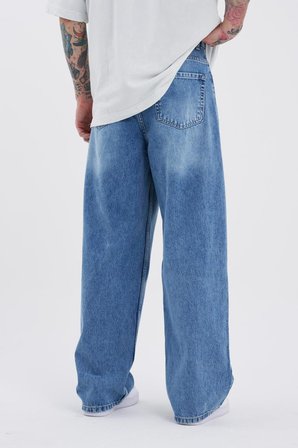 Erkek Oversize Baggy Jean Pantolon Aqua