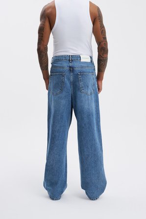 Erkek Oversize Baggy Jean Pantolon Açık Mavi