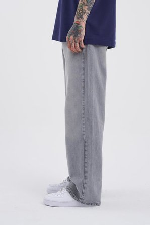 Erkek Oversize Baggy Jean Pantolon Gri