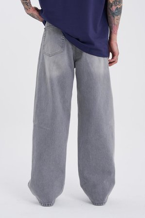Erkek Oversize Baggy Jean Pantolon Gri