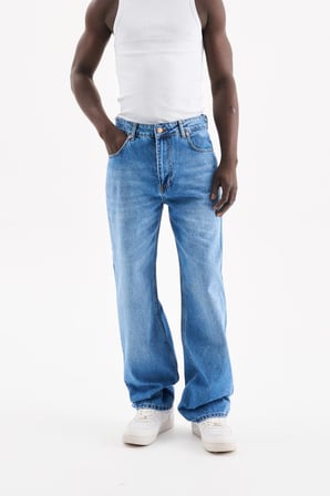 Erkek Relaxed Baggy Jean Pantolon Mavi