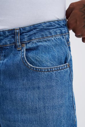 Erkek Machinist Loose Fit Jean Pantolon Mavi