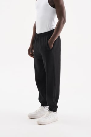 Erkek Diegonal Oversize Basic Jogger Eşofman Altı Siyah