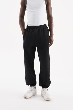 Erkek Diegonal Oversize Basic Jogger Eşofman Altı Siyah