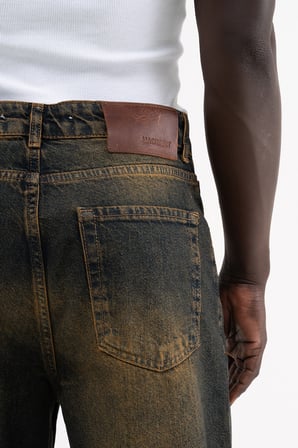 Erkek Effected Velvet Baggy Jean Pantolon Sunburn Wash