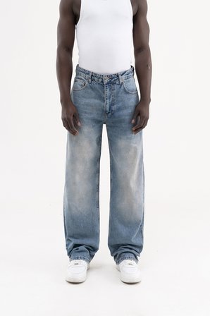 Erkek Effected Velvet Baggy Jean Pantolon Açık Gümüş