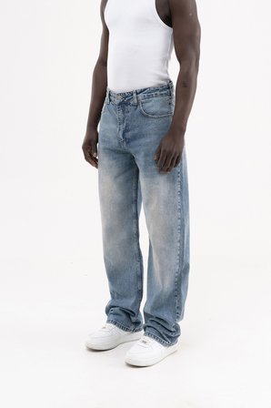 Erkek Effected Velvet Baggy Jean Pantolon Açık Gümüş