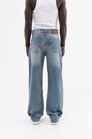 Erkek Effected Velvet Baggy Jean Pantolon Açık Gümüş