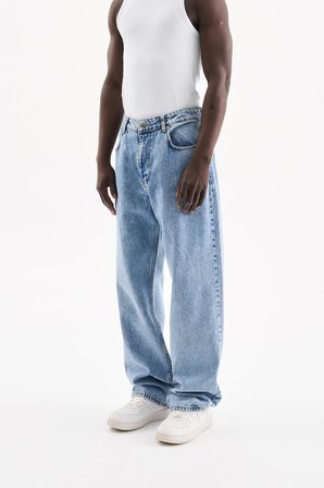 Erkek Relaxed Baggy Jean Pantolon Kar Asit