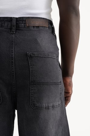 Erkek Basic Baloon Fit Baggy Jean Pantolon Efektli Antrasit