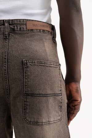 Erkek Basic Baloon Fit Baggy Jean Pantolon Siyah-Kahverengi