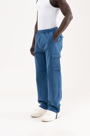 Erkek Baggy Kargo Pantolon Saks Mavi