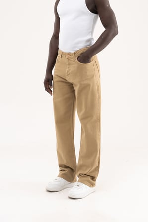 Erkek Soft Surfaced Baggy Relaxed Jean Pantolon Kahverengi