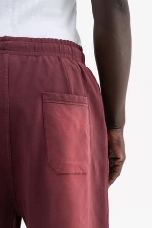 Erkek Degrade Yıkamalı Oversize Şort Vişne