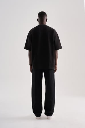 Erkek Printed Pocket Oversize Tişört Siyah