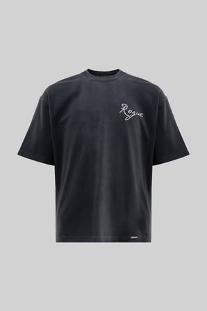 Erkek Printed and Embroidered Tişört Siyah