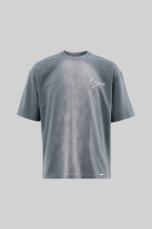 Erkek Printed and Embroidered Tişört Gri