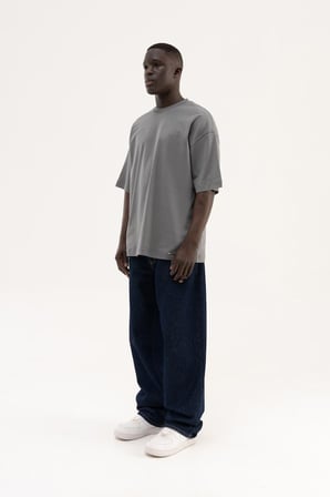 Erkek Basic İnterlok Oversize Tişört Duman