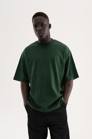Erkek Basic İnterlok Oversize Tişört Yeşil