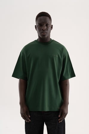 Erkek Basic İnterlok Oversize Tişört Yeşil
