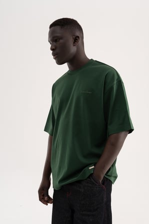 Erkek Basic İnterlok Oversize Tişört Yeşil