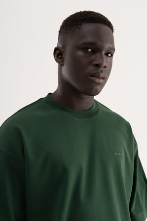 Erkek Basic İnterlok Oversize Tişört Yeşil