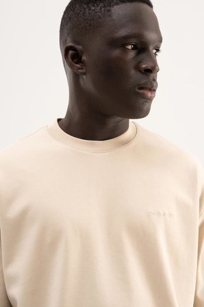 Erkek Basic İnterlok Oversize Tişört Açık Bej