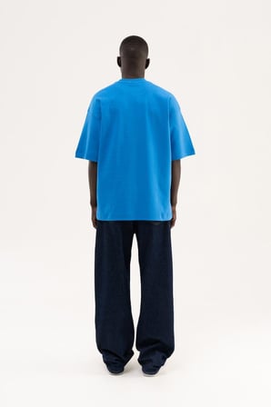 Erkek Basic İnterlok Oversize Tişört Açık Mavi