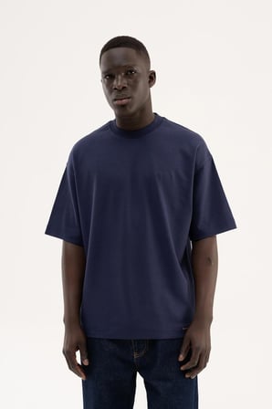 Erkek Basic İnterlok Oversize Tişört Gece Mavisi