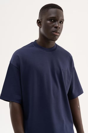 Erkek Basic İnterlok Oversize Tişört Gece Mavisi