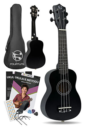 Fourtune Nova UKS-21BK Gül Ağacı Siyah Soprano Ukulele Seti