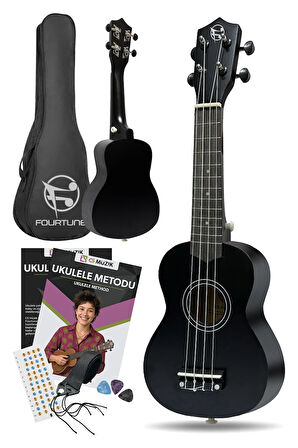 Fourtune Nova UKS-21BK Gül Ağacı Siyah Soprano Ukulele Seti