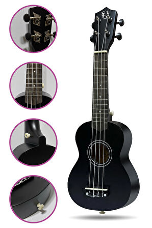 Fourtune Nova UKS-21BK Gül Ağacı Siyah Soprano Ukulele Seti