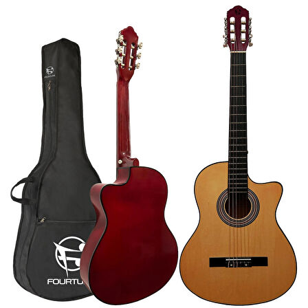Fourtune Luca CW-200OR Turuncu Kesik Kasa Klasik Gitar Seti 4/4 Sap Ayarlı (Cutaway)