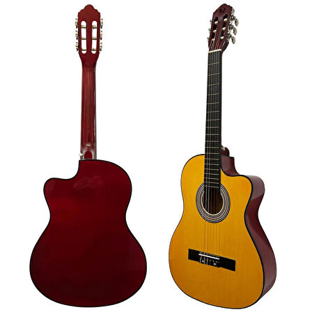 Fourtune Luca CW-200OR Turuncu Kesik Kasa Klasik Gitar Seti 4/4 Sap Ayarlı (Cutaway)