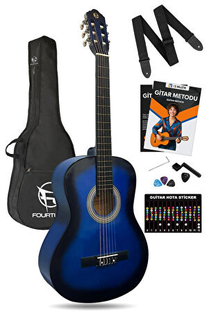 Fourtune Luca C-180BL Mavi Klasik Gitar Seti 4/4 Sap Ayarlı 